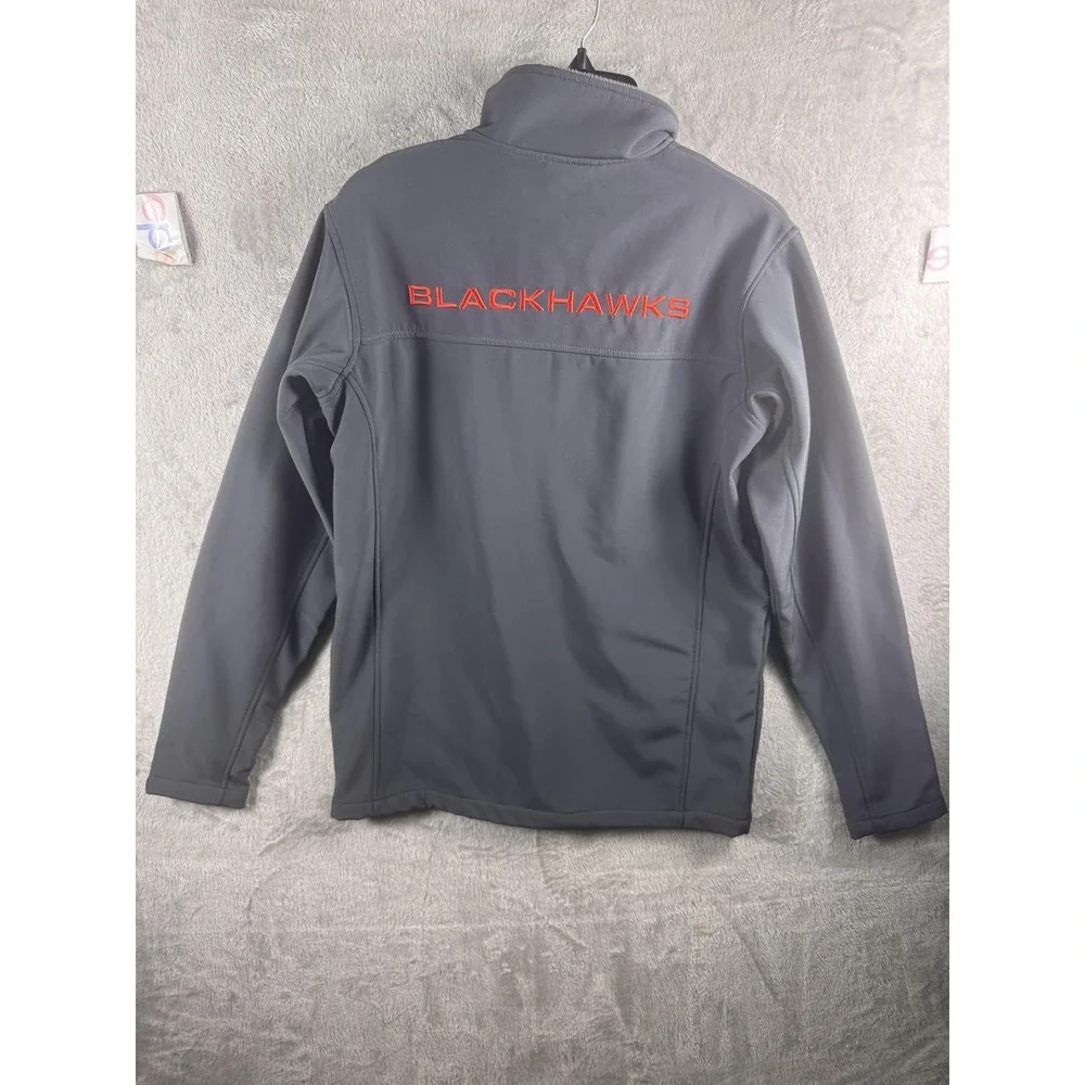 Chicago Blackhawks Jacket Mens Small Gray Red NHL Hockey Full Zip Softshell‎